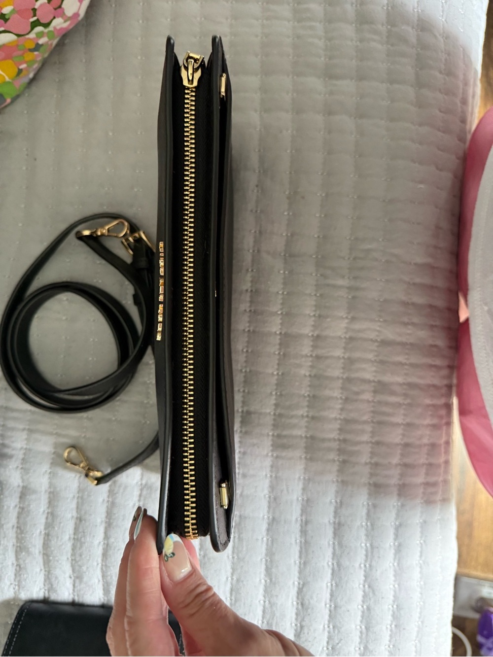 Michael Kors Black Quilted Zip-Top crossbody/clutch - Picture 12 of 15